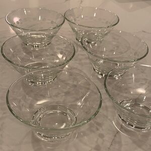 Set of Six Vintage Depression Glass Dessert Bowls